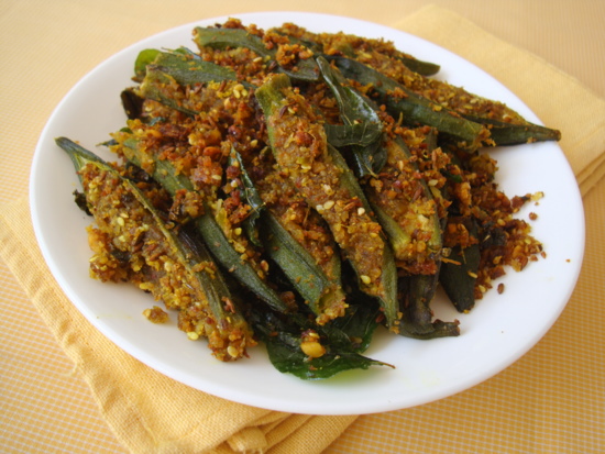 Bhindi Sambhariya ~ Gujarati style Stuffed Okra