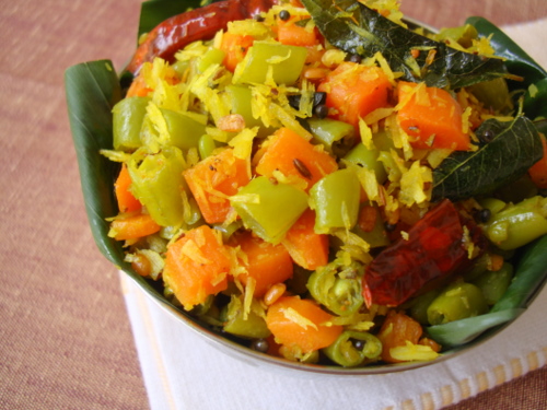 Carrot Beans Vepudu-Carrot Green Beans Fry Recipe-Vegetable Stir Fry