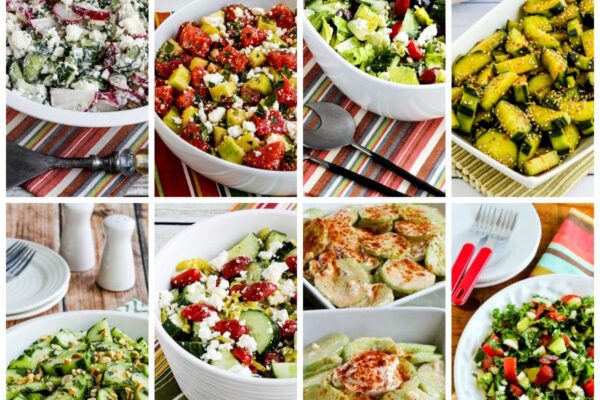 Amazing Cucumber Salad Recipes – Kalyn’s Kitchen Amazing Cucumber Salad Recipes collage photo showing featured recipes.