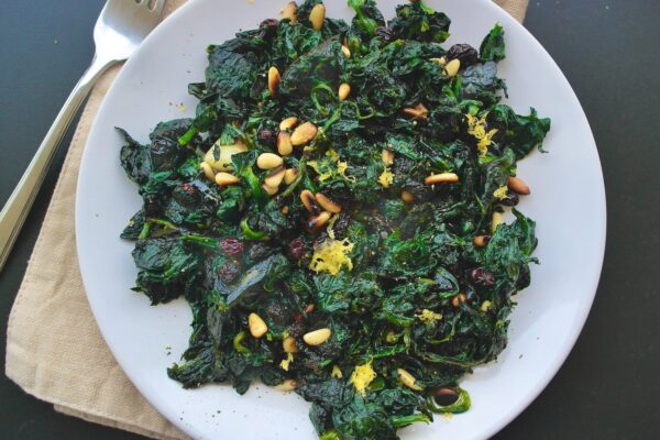Authentic Italian Sautéed Spinach with Garlic and Pine Nuts