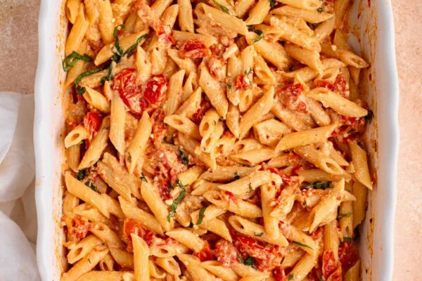 Feta Pasta bake served