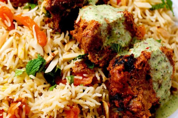 Beef Boti Kebab Rice Platter