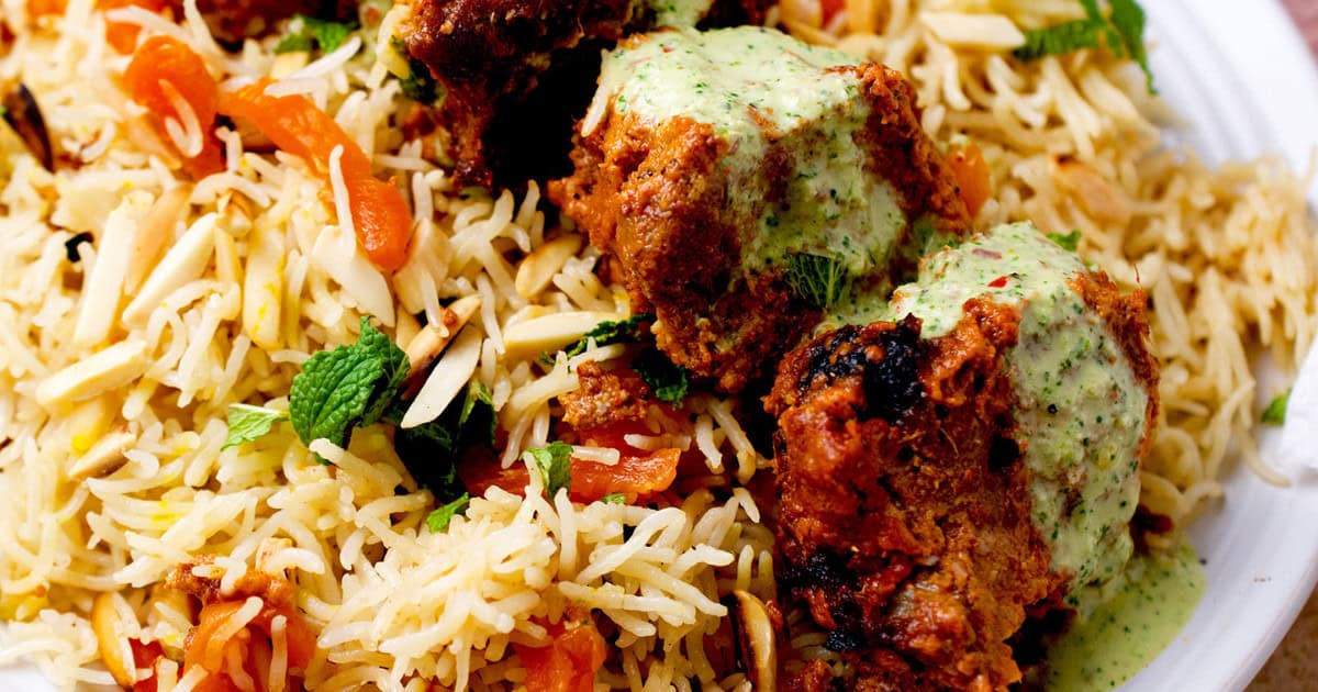 Beef Boti Kebab Rice Platter