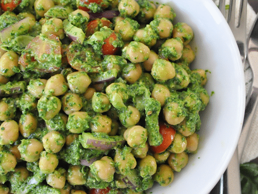 CREAMY Chickpea Pesto Salad