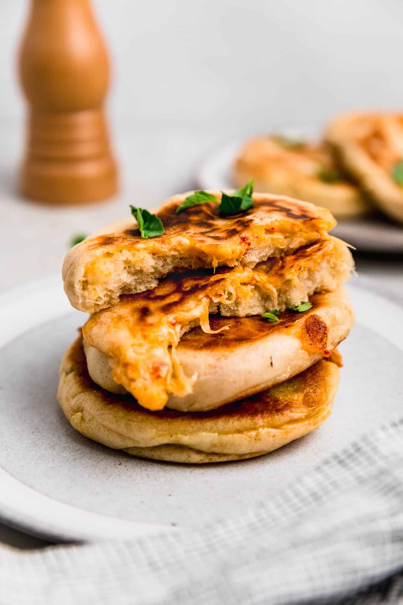 Cheese Stuffed Pita Bread with Roasted Peppers