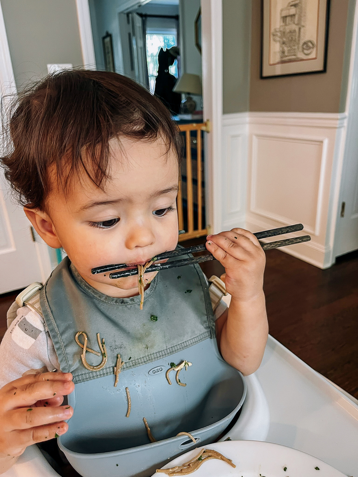 Ethan using chopsticks