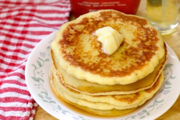 coconut flour pancakes on a plate.