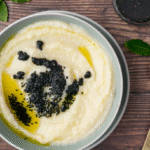 Creamy Cauliflower Soup with Potatoes and Black Sesame Oil