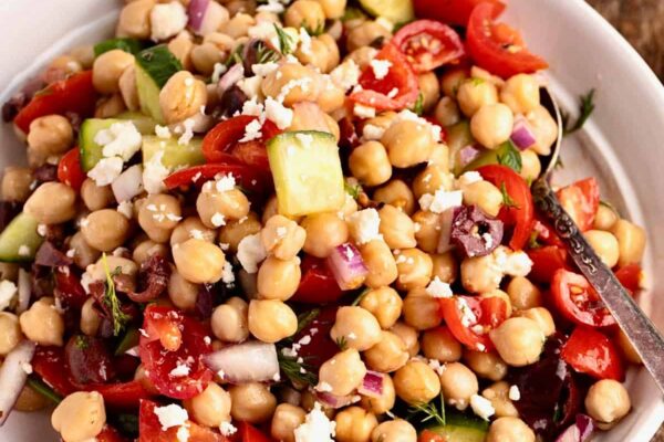 Greek Chickpea salad recipe with feta
