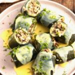 Greek Stuffed Zucchini with Egg Lemon Sauce