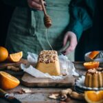 Halva semolina with peanut butter, orange and honey