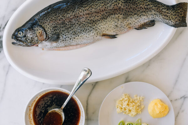 ingredients for whole trout with soy garlic butter