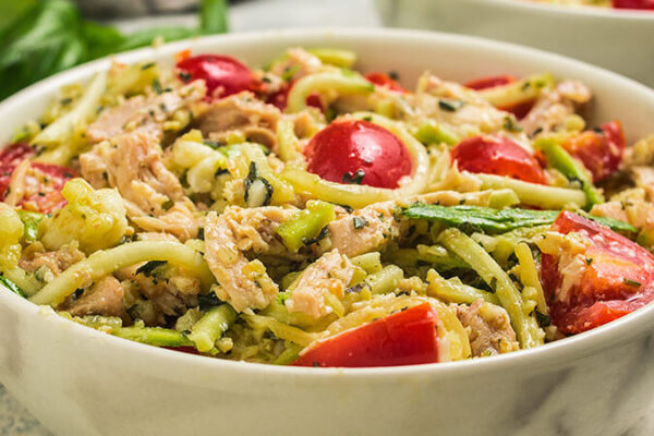 Keto Chicken & Pesto Zoodle Salad