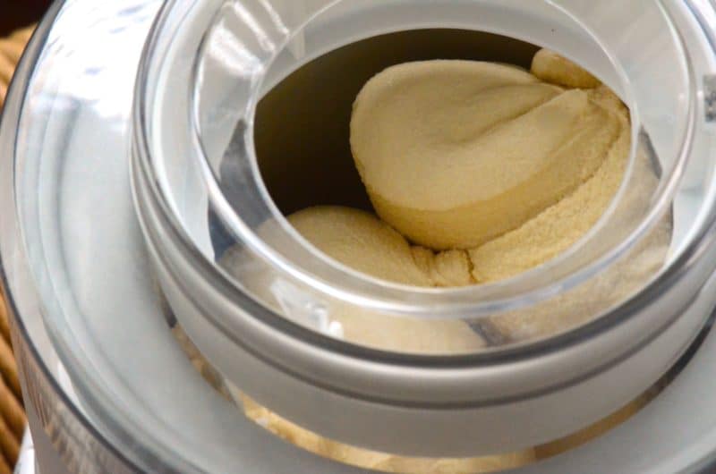 ice cream churning in an ice cream maker