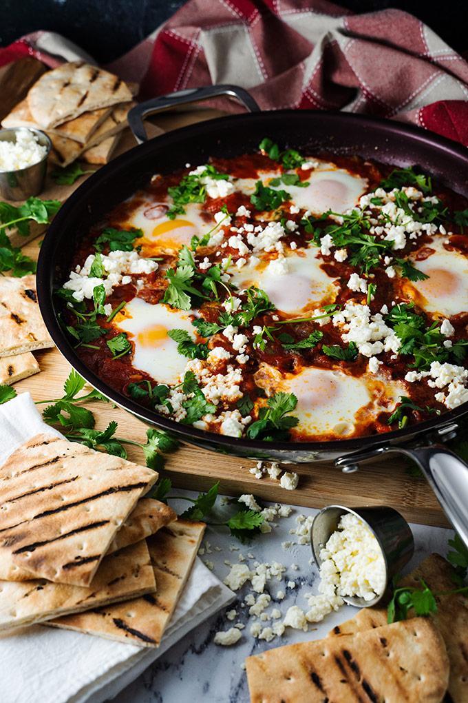 Shakshuka on a large frying pan