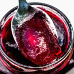 close up black currant jelly