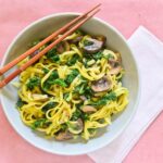 Peanut Noodles with Kale and Mushrooms