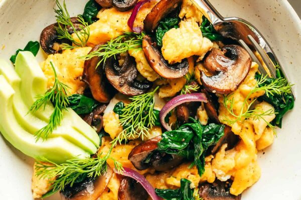 Spinach Mushroom Egg Scramble Recipe
