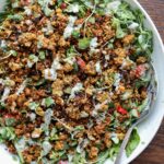 Summer Spinach Salad with Chickpea Olive Crumble (high protein)