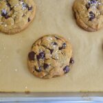 salted chocolate chip cookie on parchment paper