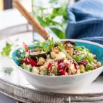 Bulgur salad with charred vegetables & feta