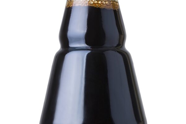 a glass jar of regular soy sauce