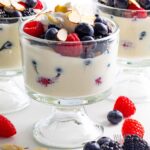 Ricotta dessert in a glass dish.
