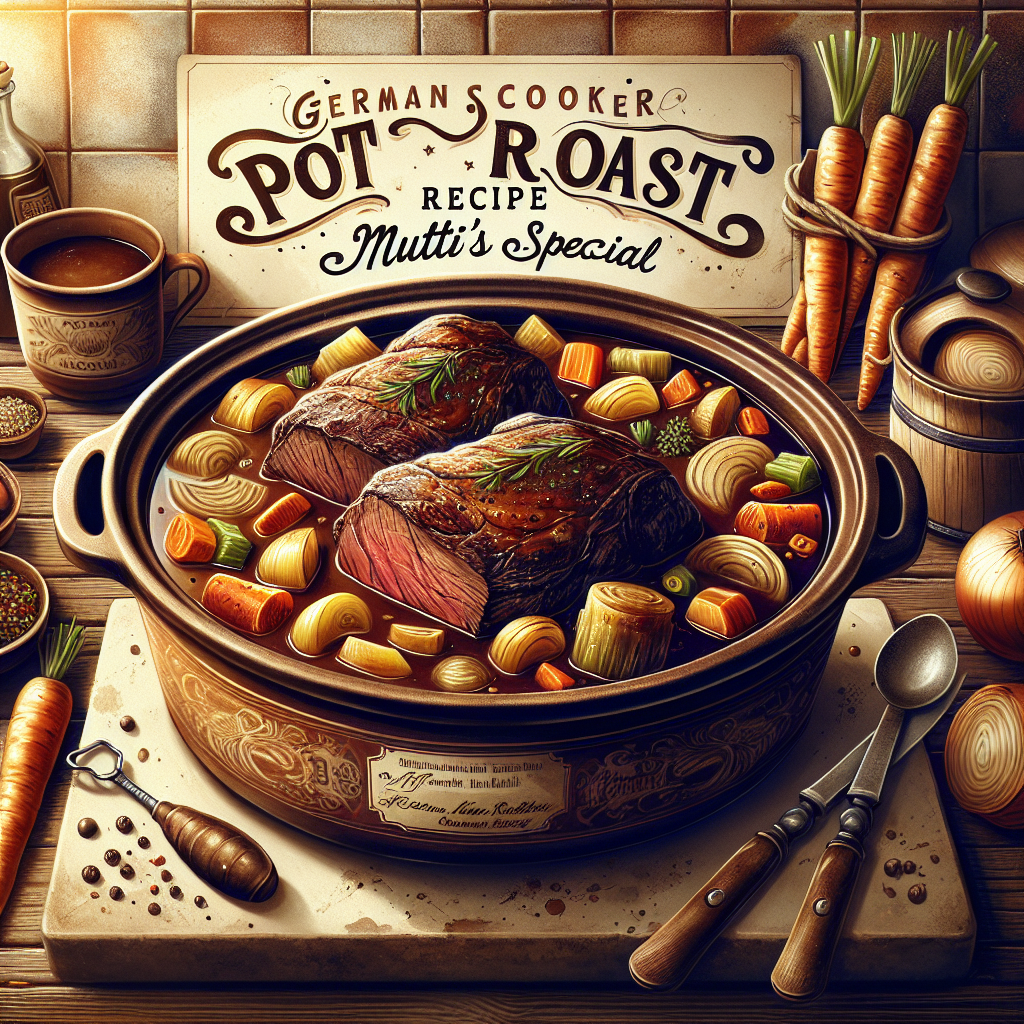 Plate of slow cooker beef pot roast with gravy, potatoes, carrots, and green beans.