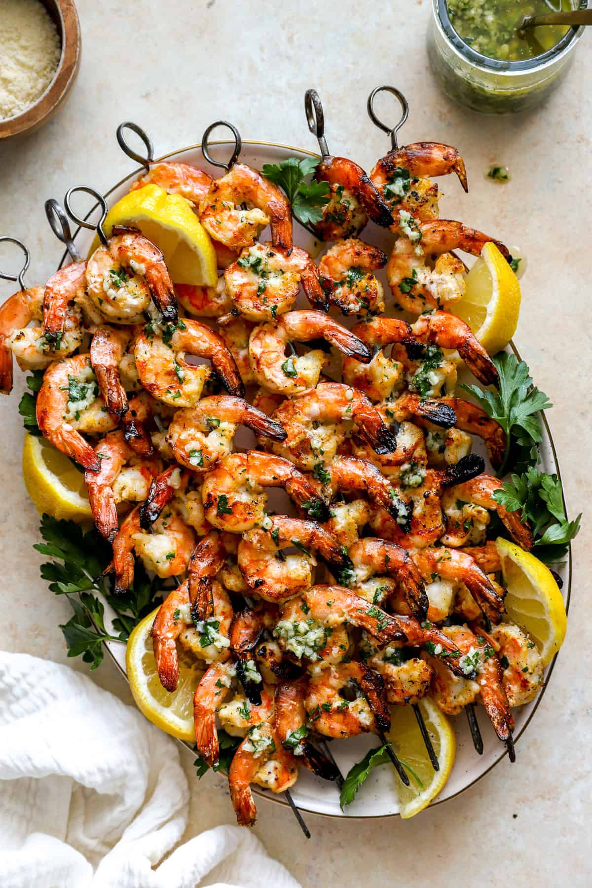 Grilled Shrimp Skewers with Parmesan Garlic Butter