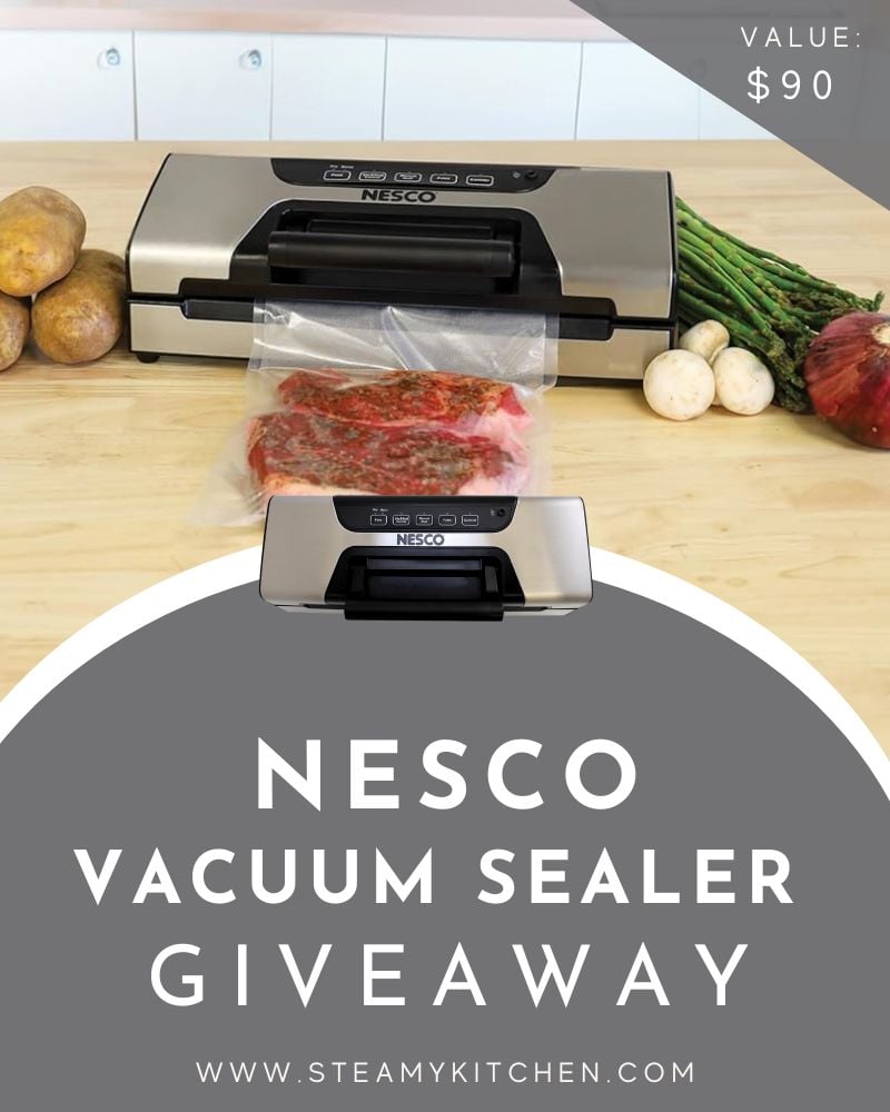 Nesco Deluxe Food Vacuum Sealer Giveaway • Steamy Kitchen Recipes Giveaways 1 Nesco Deluxe Food VS-12 Vacuum Sealer Giveaway