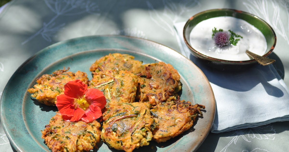 Zucchini-Red Lentil Fritters With Lemony Yogurt Dip