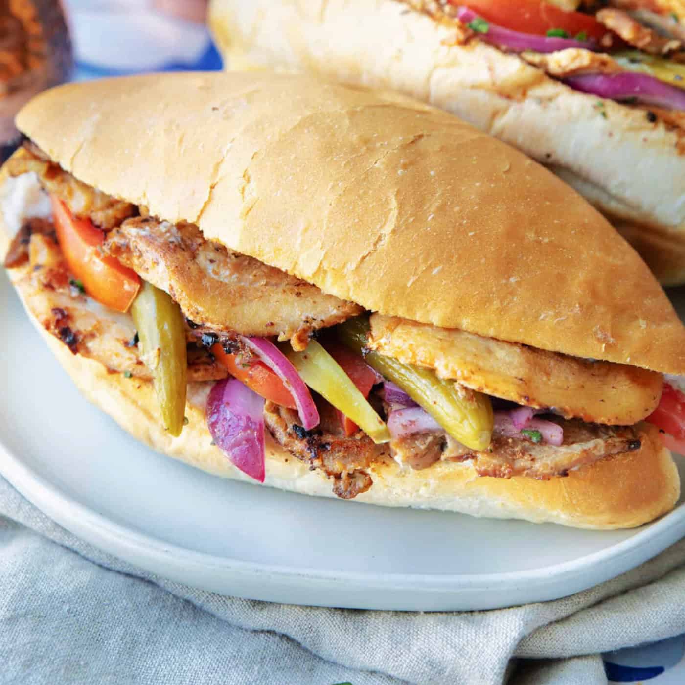 Chicken Doner Kebab (Authentic Flavors!) • Unicorns within the Kitchen 1 chicken doner in a sandwich bread.