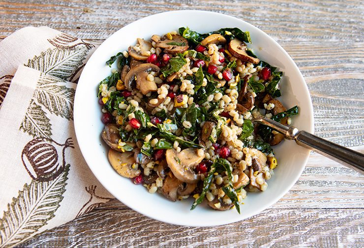 Warm Mushroom Barley & Kale Salad 1 Warm Mushroom Barley & Kale Salad