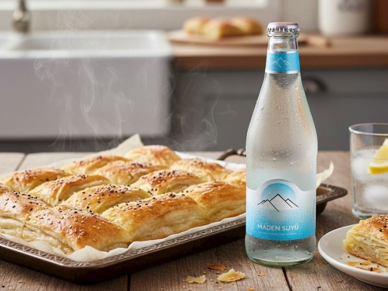 When is mineral water poured into the pastry? 1 When is mineral water poured into the pastry?